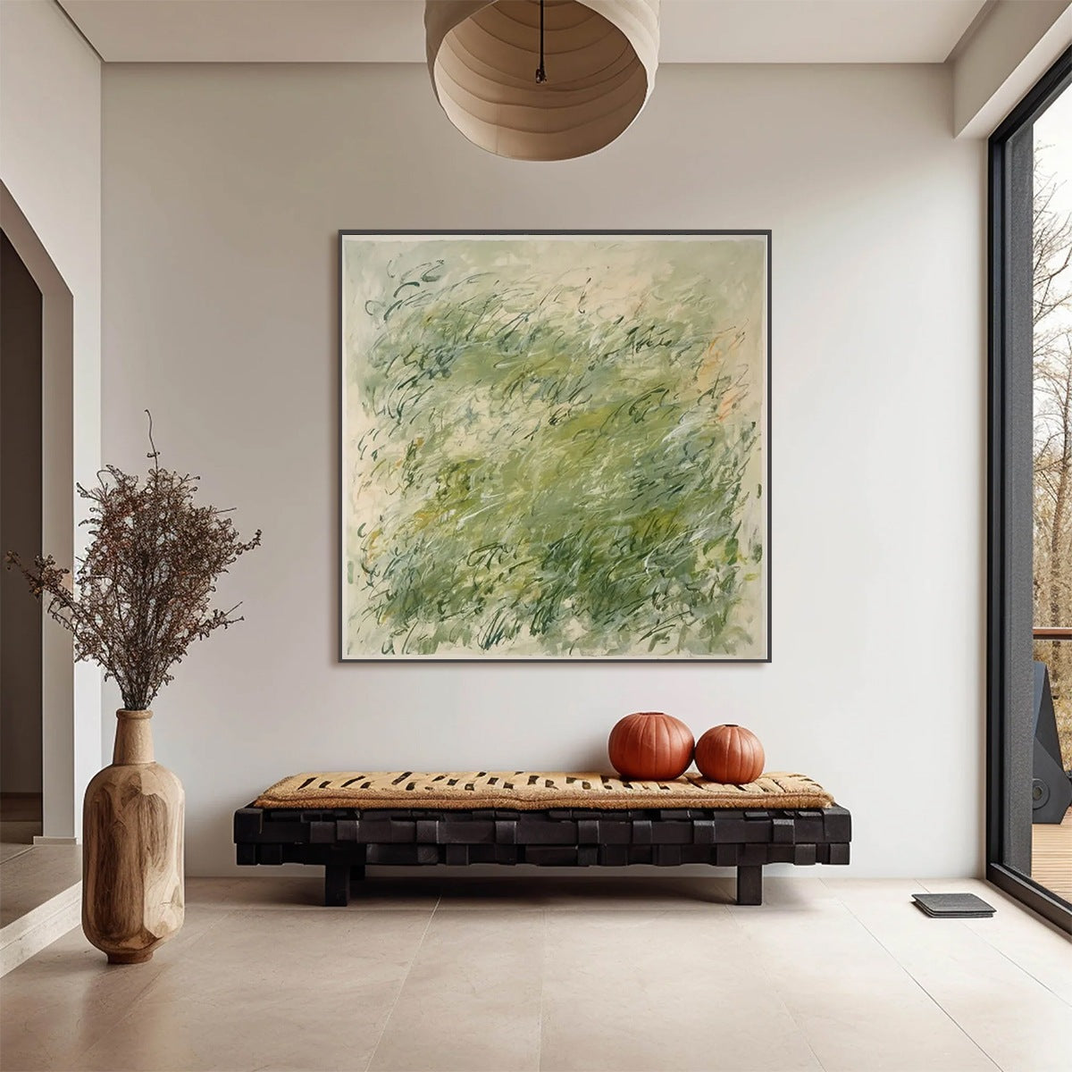 FIELD BREEZE: Minimalist Abstract Green Landscape Oil Painting - Image 2