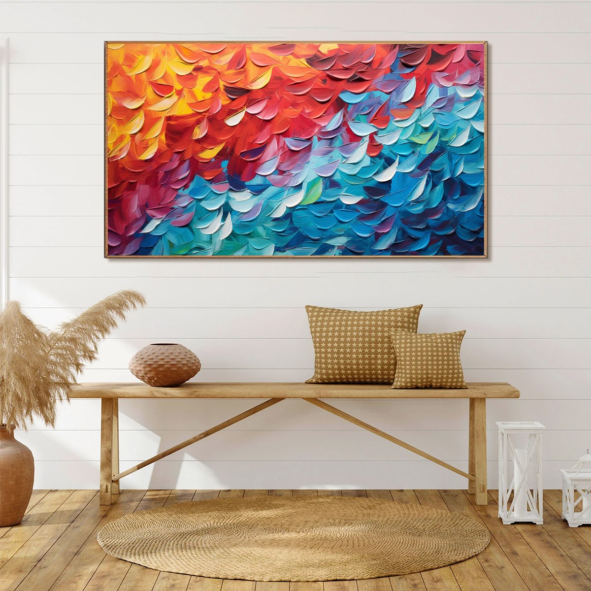 FIERY DANCE: Textured Abstract Oil Painting - Image 4