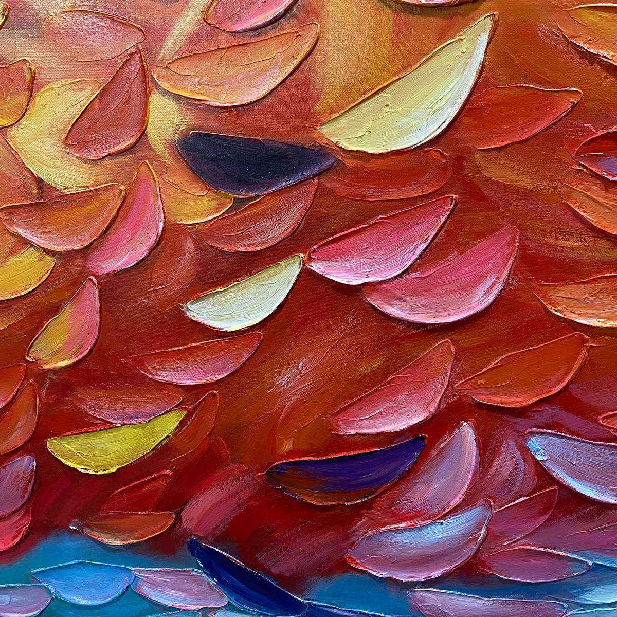 FIERY DANCE: Textured Abstract Oil Painting - Image 3