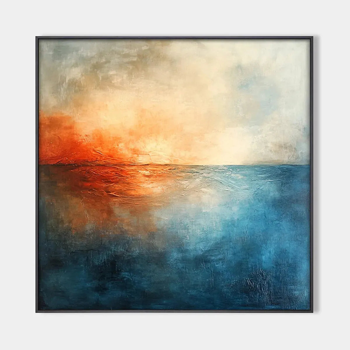 FIERY EMBRACE: Abstract Ocean Sunset Oil Painting