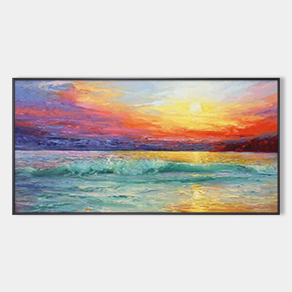 FIERY KISS: Coastal Sunset Oil Painting