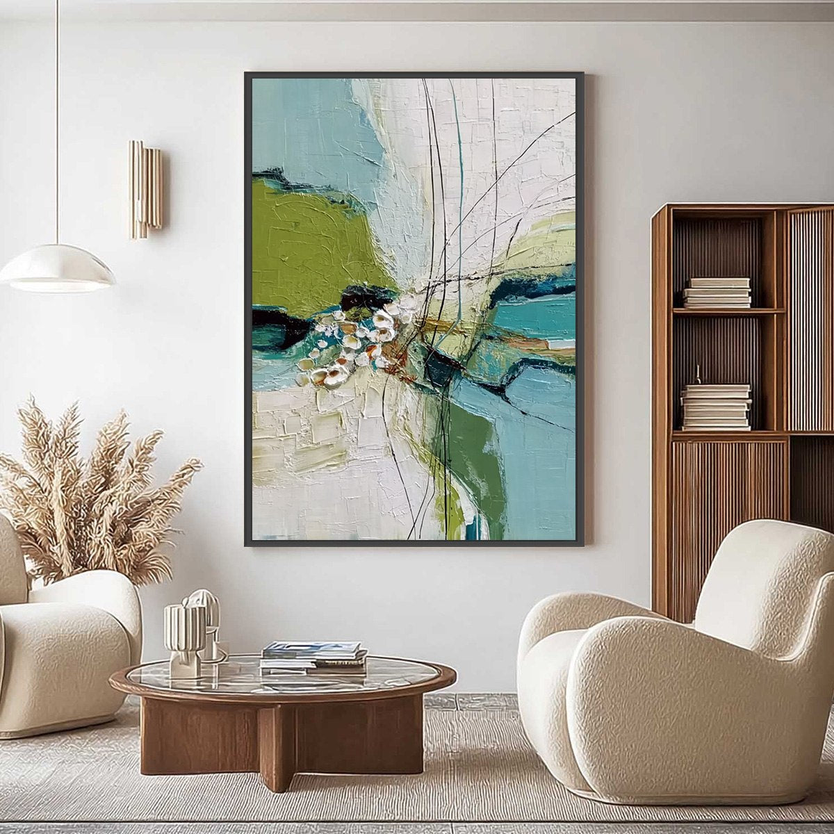 FIRST BLOOM: Textured Vertical Abstract Landscape Painting - Image 2