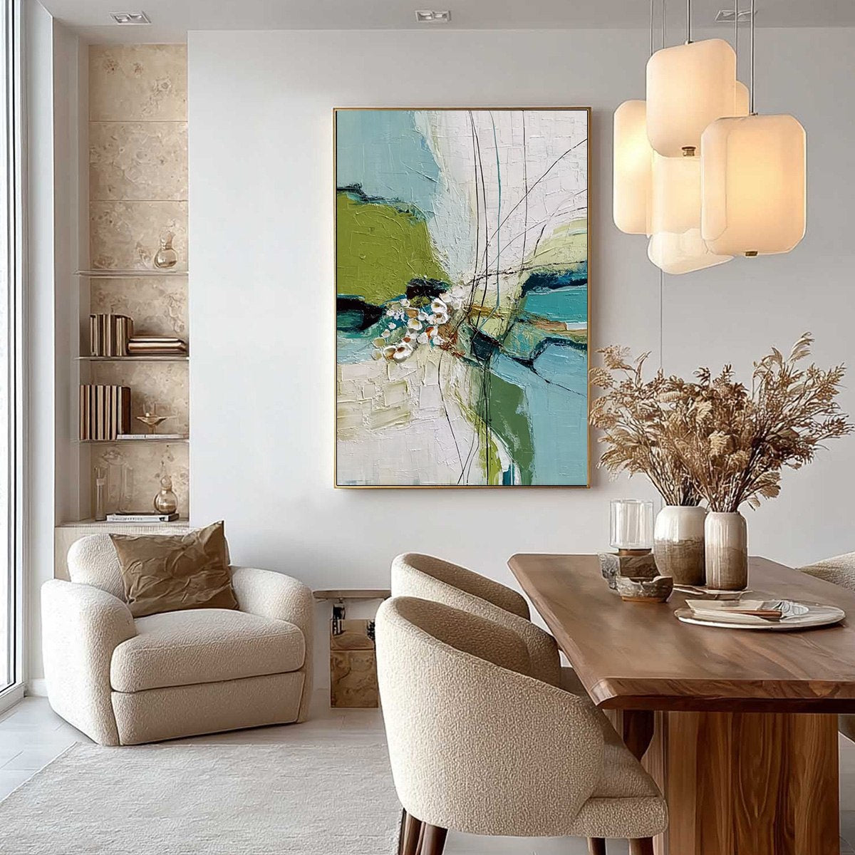 FIRST BLOOM: Textured Vertical Abstract Landscape Painting - Image 4