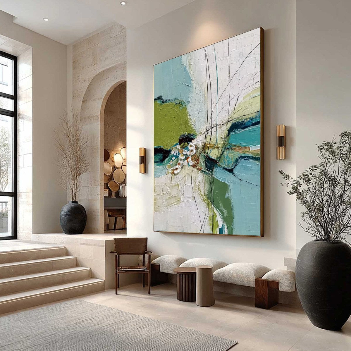 FIRST BLOOM: Textured Vertical Abstract Landscape Painting - Image 7