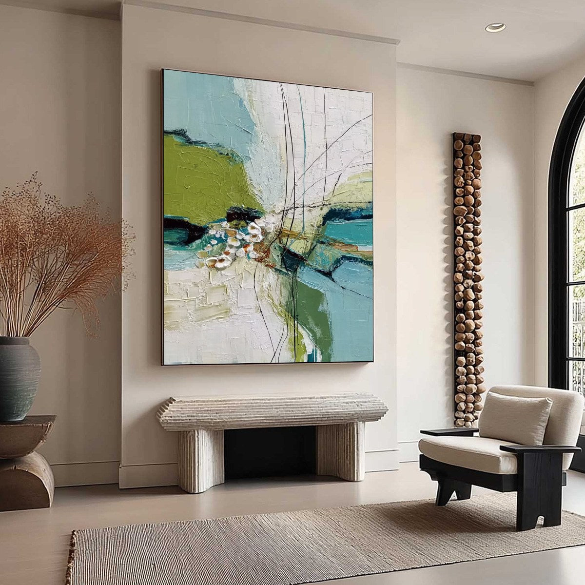 FIRST BLOOM: Textured Vertical Abstract Landscape Painting - Image 8