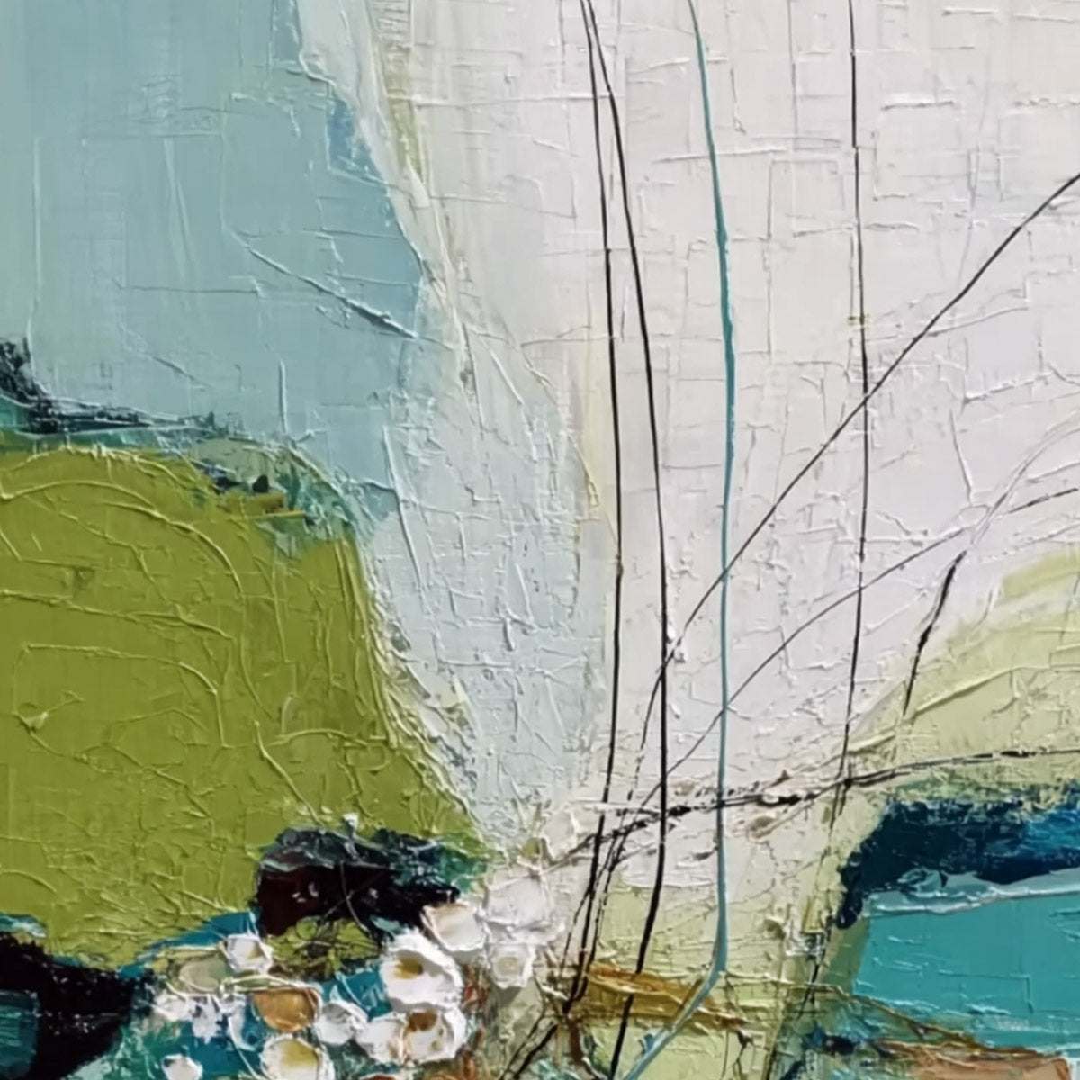 FIRST BLOOM: Textured Vertical Abstract Landscape Painting - Image 5
