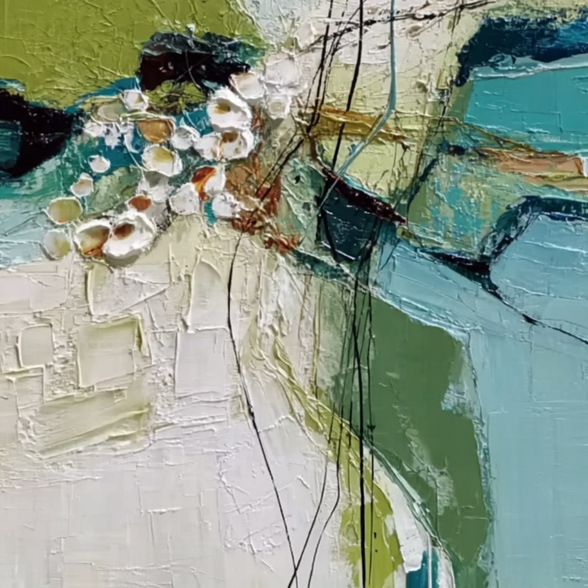 FIRST BLOOM: Textured Vertical Abstract Landscape Painting - Image 3