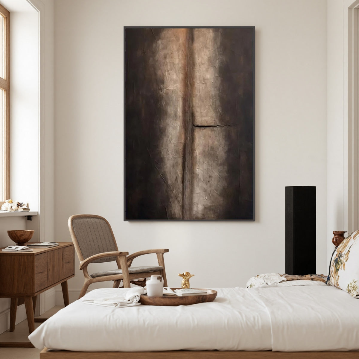 FISSURE: Large Textured Wabi Sabi Abstract Painting in Earth Tones - Image 2