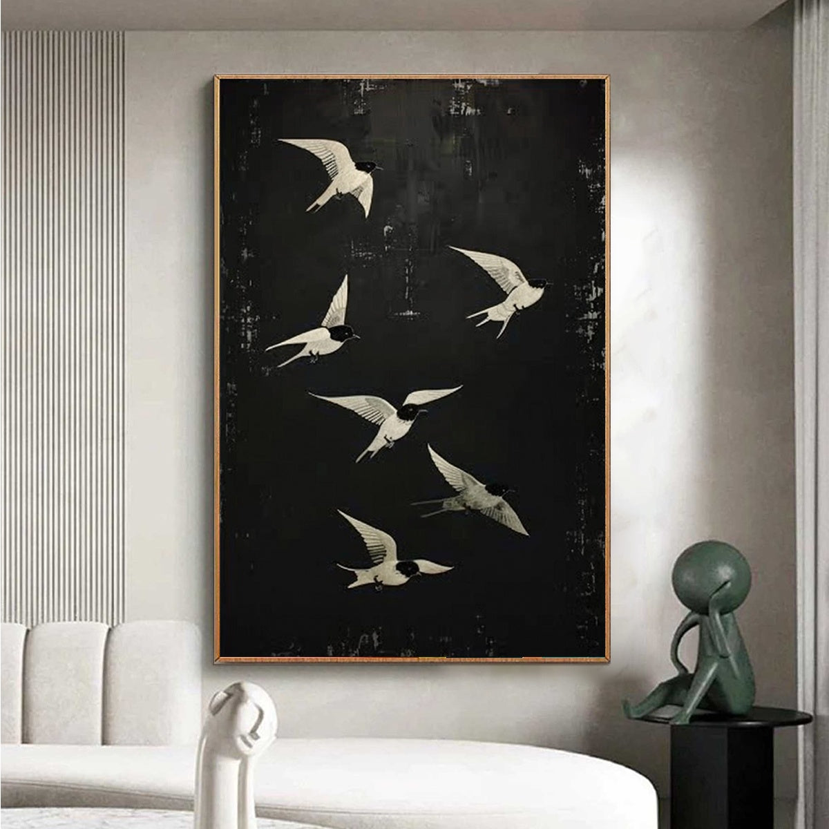 FLIGHT: Minimalist Birds in Flight Oil Painting - Image 2