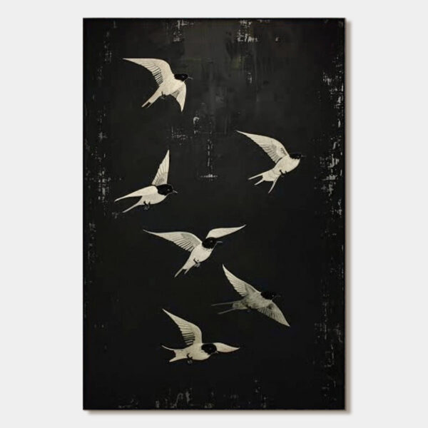 FLIGHT: Minimalist Birds in Flight Oil Painting