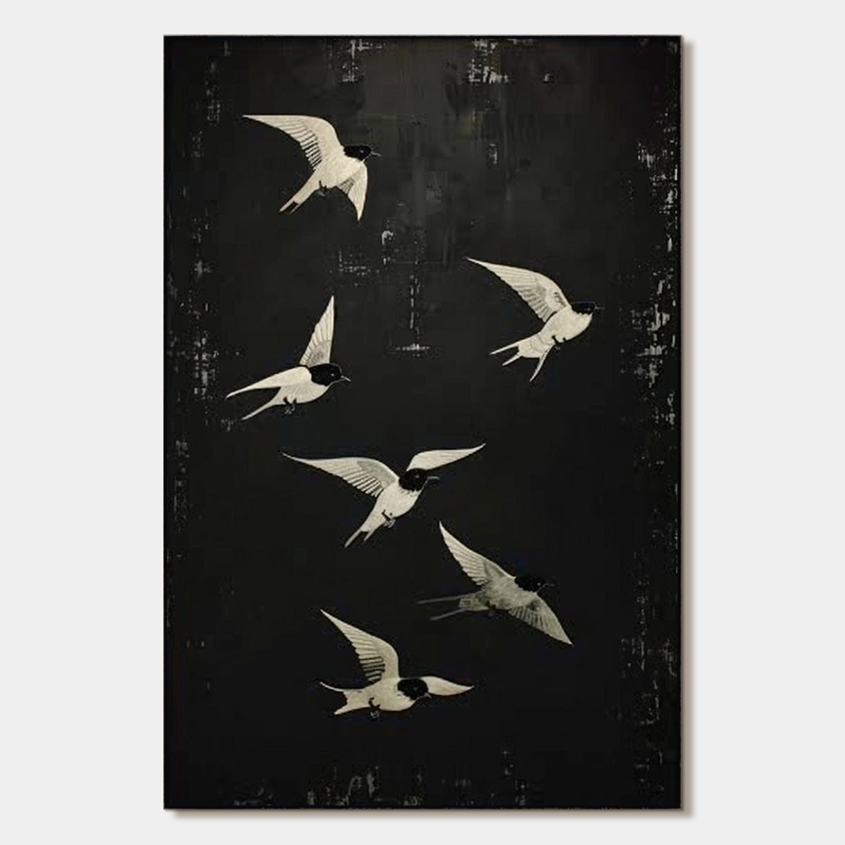 FLIGHT: Minimalist Birds in Flight Oil Painting