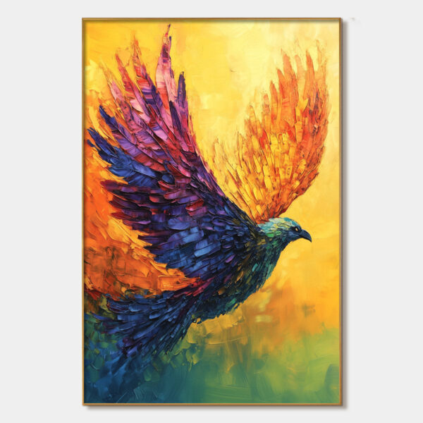 FLIGHT OF FANCY: Textured Impasto Bird Oil Painting
