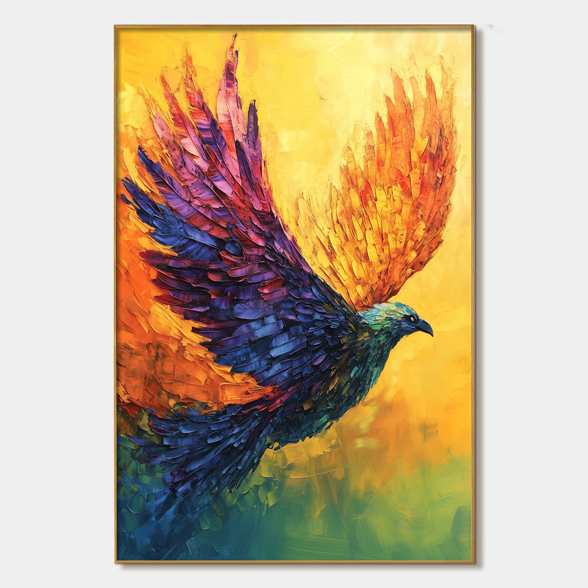 FLIGHT OF FANCY: Textured Impasto Bird Oil Painting