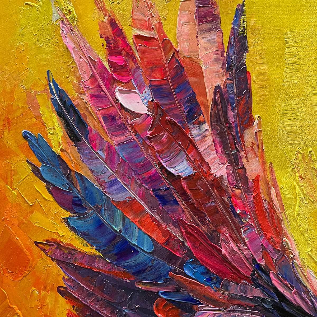 FLIGHT OF FANCY: Textured Impasto Bird Oil Painting - Image 5