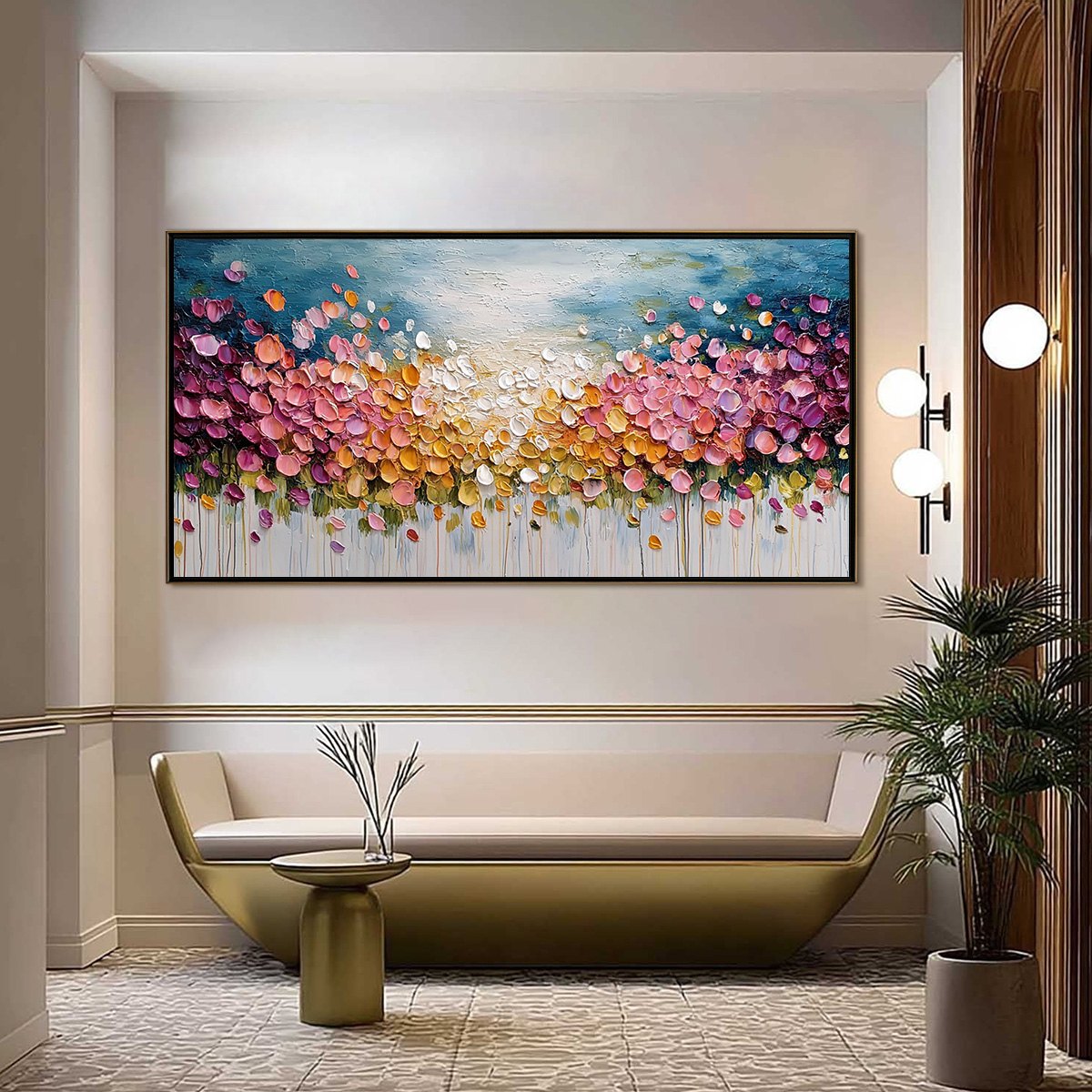 FLORAL CONFETTI: Vibrant Textured Palette Knife Floral Landscape Painting - Image 2