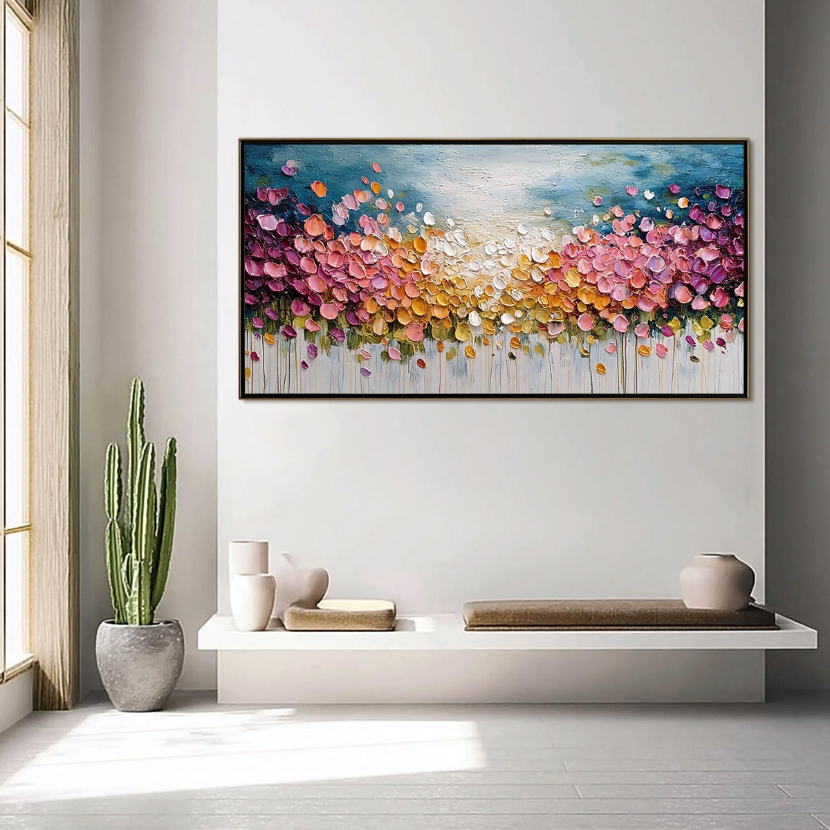 FLORAL CONFETTI: Vibrant Textured Palette Knife Floral Landscape Painting - Image 4