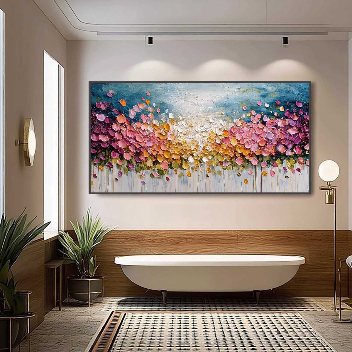 FLORAL CONFETTI: Vibrant Textured Palette Knife Floral Landscape Painting - Image 6