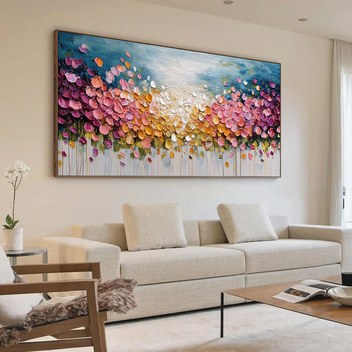 FLORAL CONFETTI: Vibrant Textured Palette Knife Floral Landscape Painting - Image 7