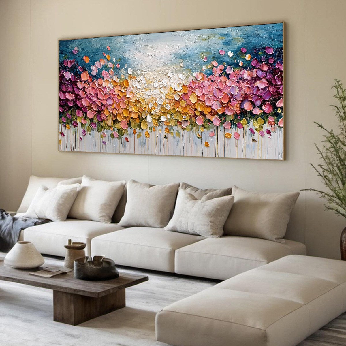 FLORAL CONFETTI: Vibrant Textured Palette Knife Floral Landscape Painting - Image 8