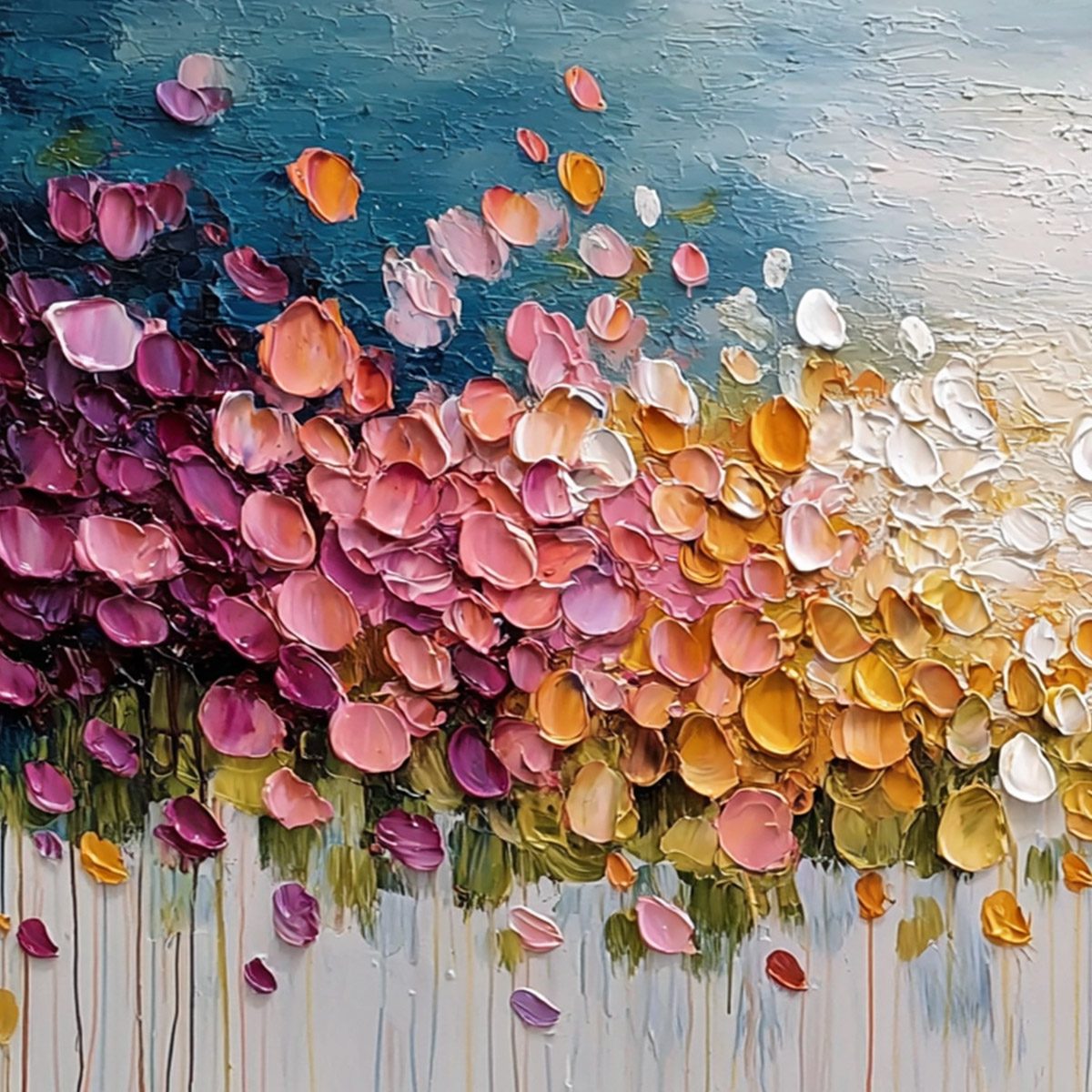 FLORAL CONFETTI: Vibrant Textured Palette Knife Floral Landscape Painting - Image 3