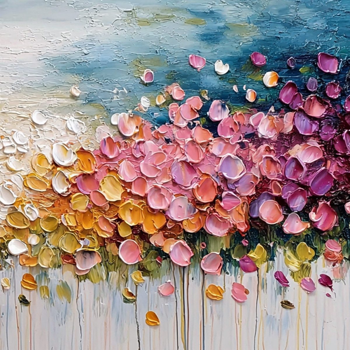 FLORAL CONFETTI: Vibrant Textured Palette Knife Floral Landscape Painting - Image 5