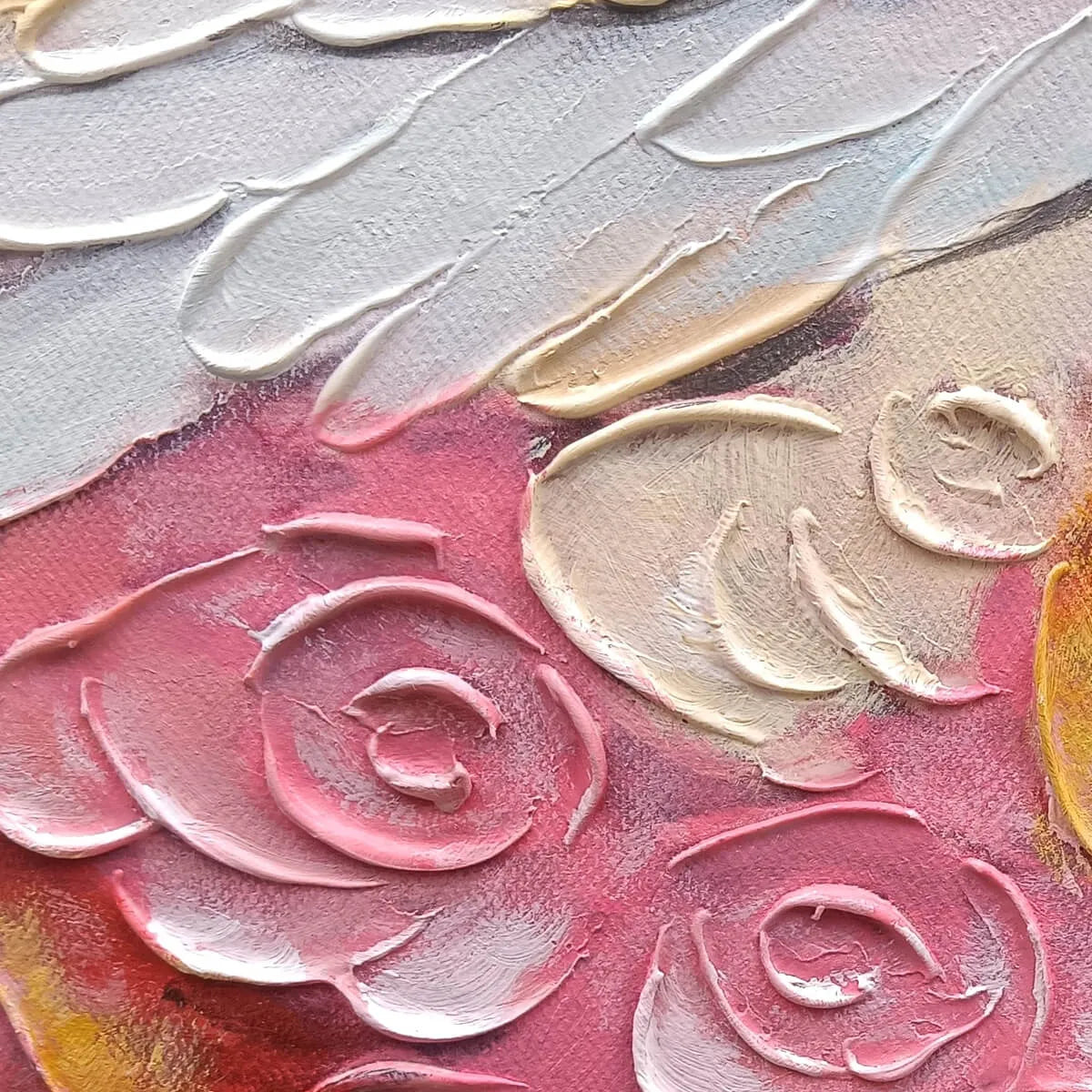 FLORAL FLIGHT: Textured Floral Wings Oil Painting on Canvas - Image 3