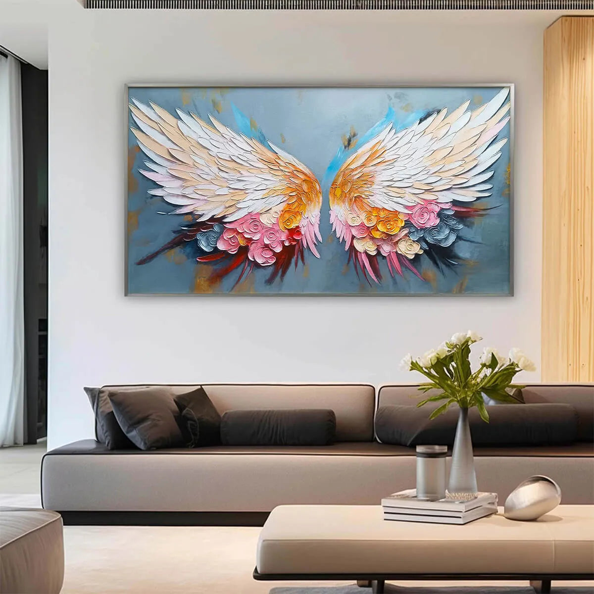 FLORAL FLIGHT: Textured Floral Wings Oil Painting on Canvas - Image 2
