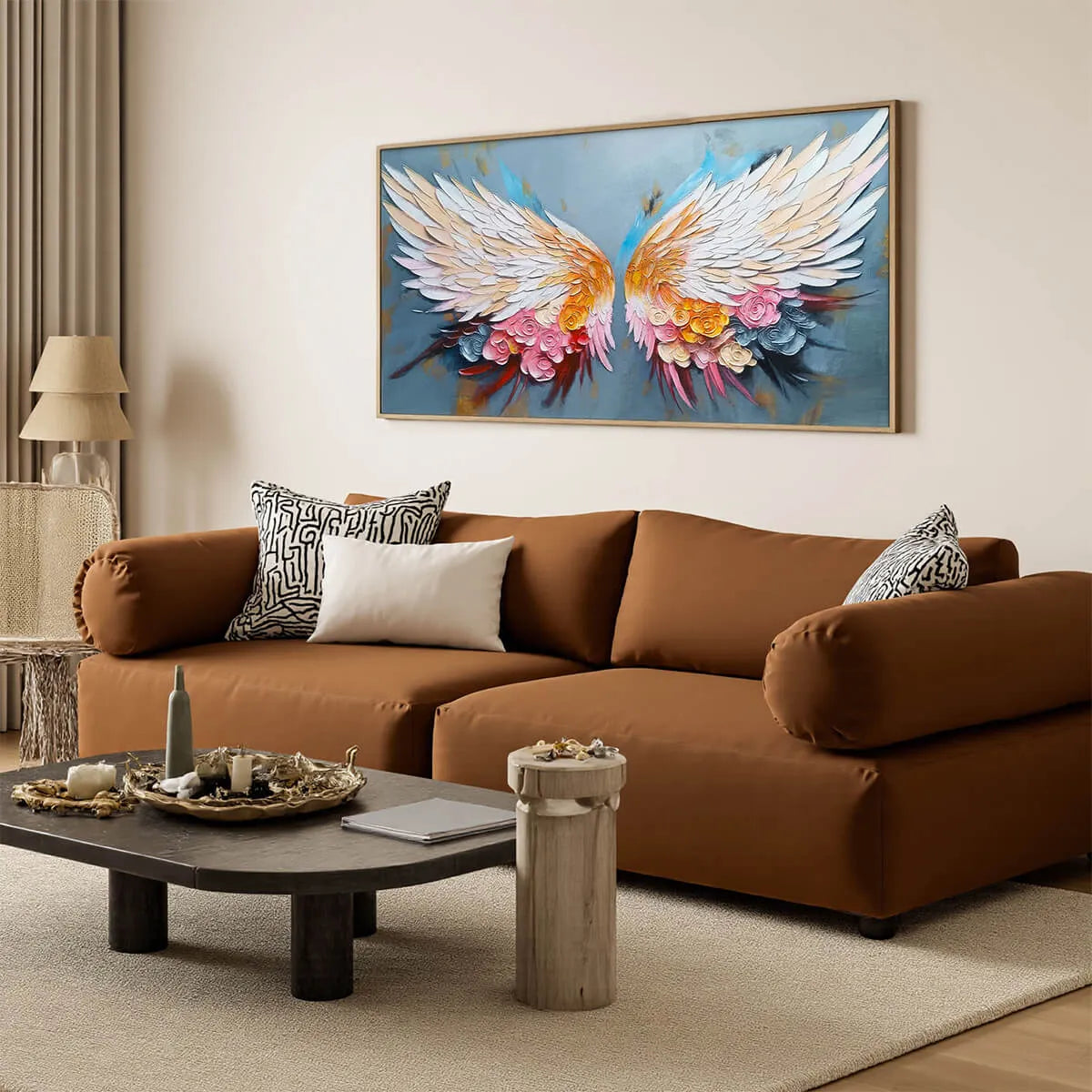 FLORAL FLIGHT: Textured Floral Wings Oil Painting on Canvas - Image 4