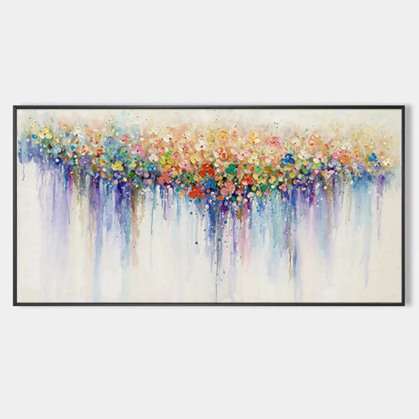 FLOWERFALL: Panoramic Abstract Floral Oil Painting with Watercolor Effect