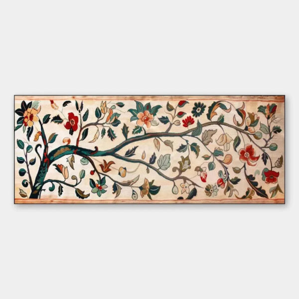 FLOWERING BRANCH TAPESTRY PANORAMIC: Floral Tapestry Painting, Panoramic Wall Art