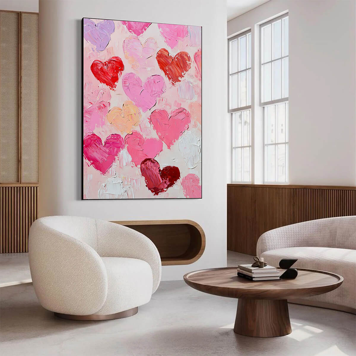 FLUTTERING HEARTS: Colorful Impasto Abstract Oil Painting of Hearts - Image 4