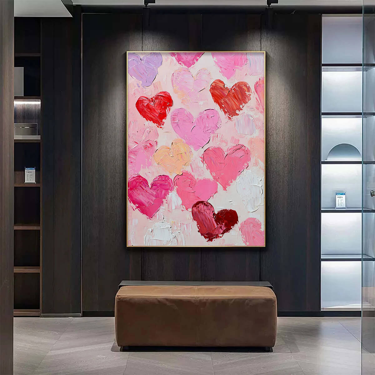 FLUTTERING HEARTS: Colorful Impasto Abstract Oil Painting of Hearts - Image 2