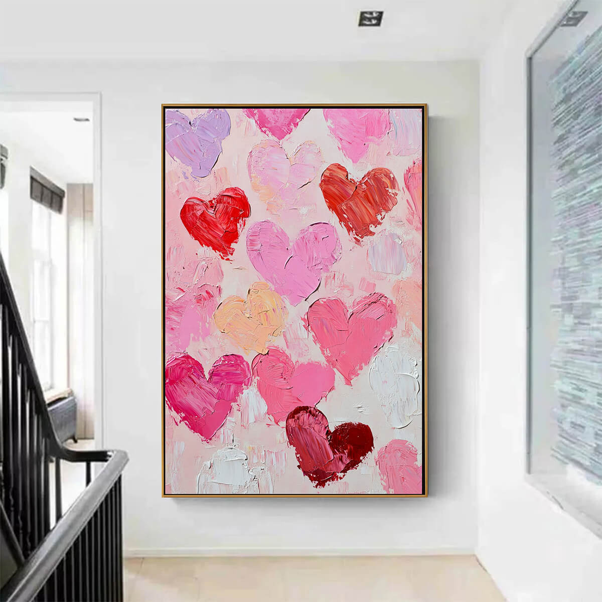 FLUTTERING HEARTS: Colorful Impasto Abstract Oil Painting of Hearts - Image 5