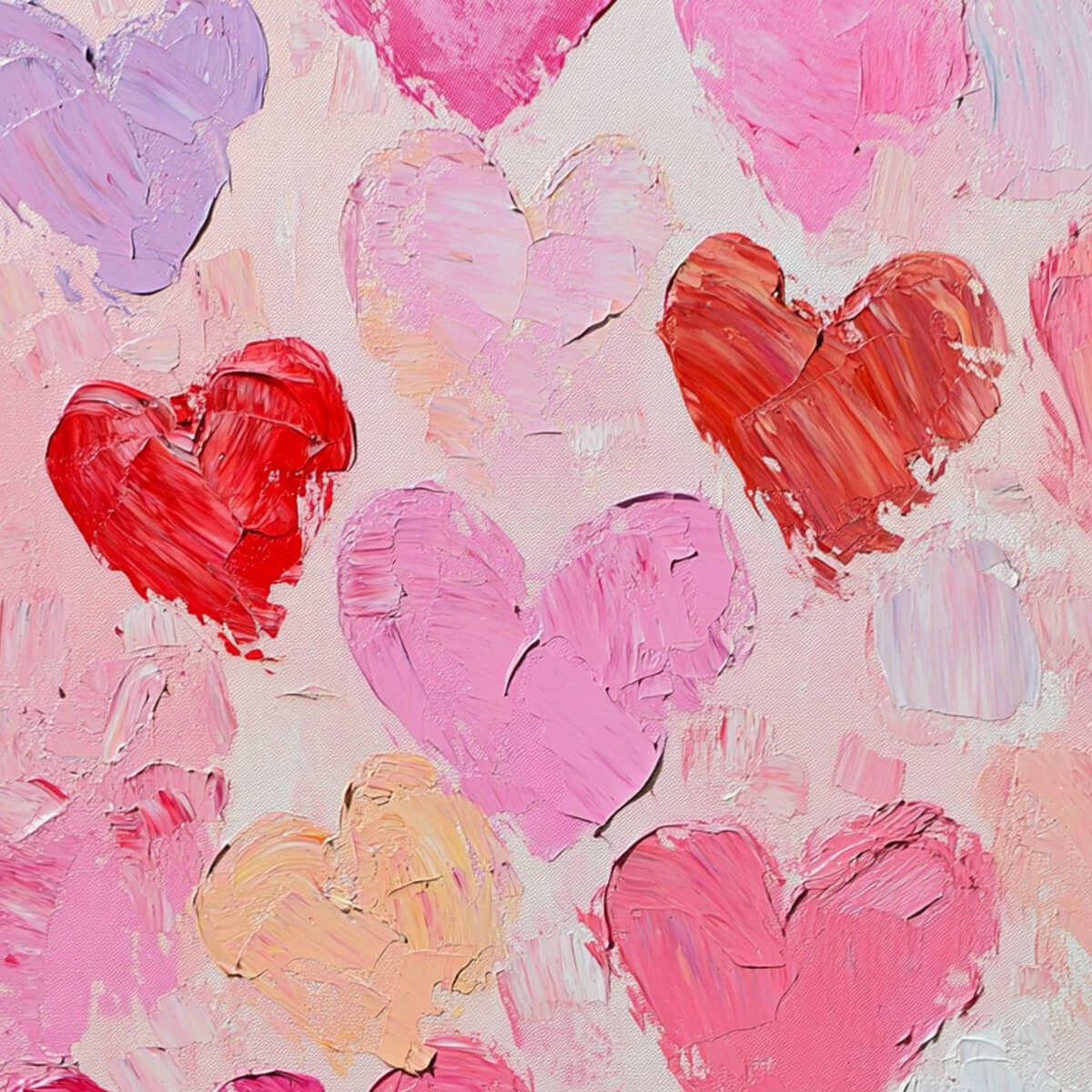 FLUTTERING HEARTS: Colorful Impasto Abstract Oil Painting of Hearts - Image 3