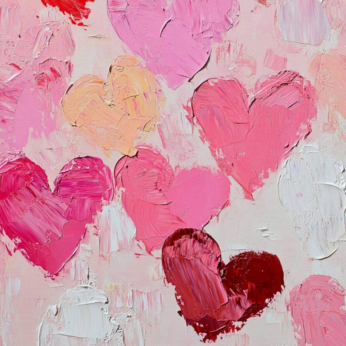 FLUTTERING HEARTS: Colorful Impasto Abstract Oil Painting of Hearts - Image 6