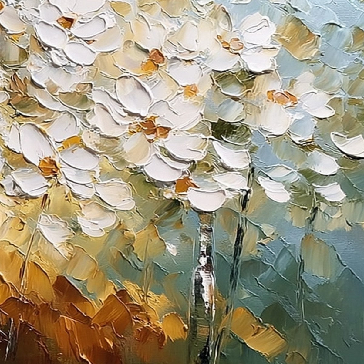 FOREST OF LIGHT: Heavily Textured Palette Knife Birch Tree Forest Painting - Image 5