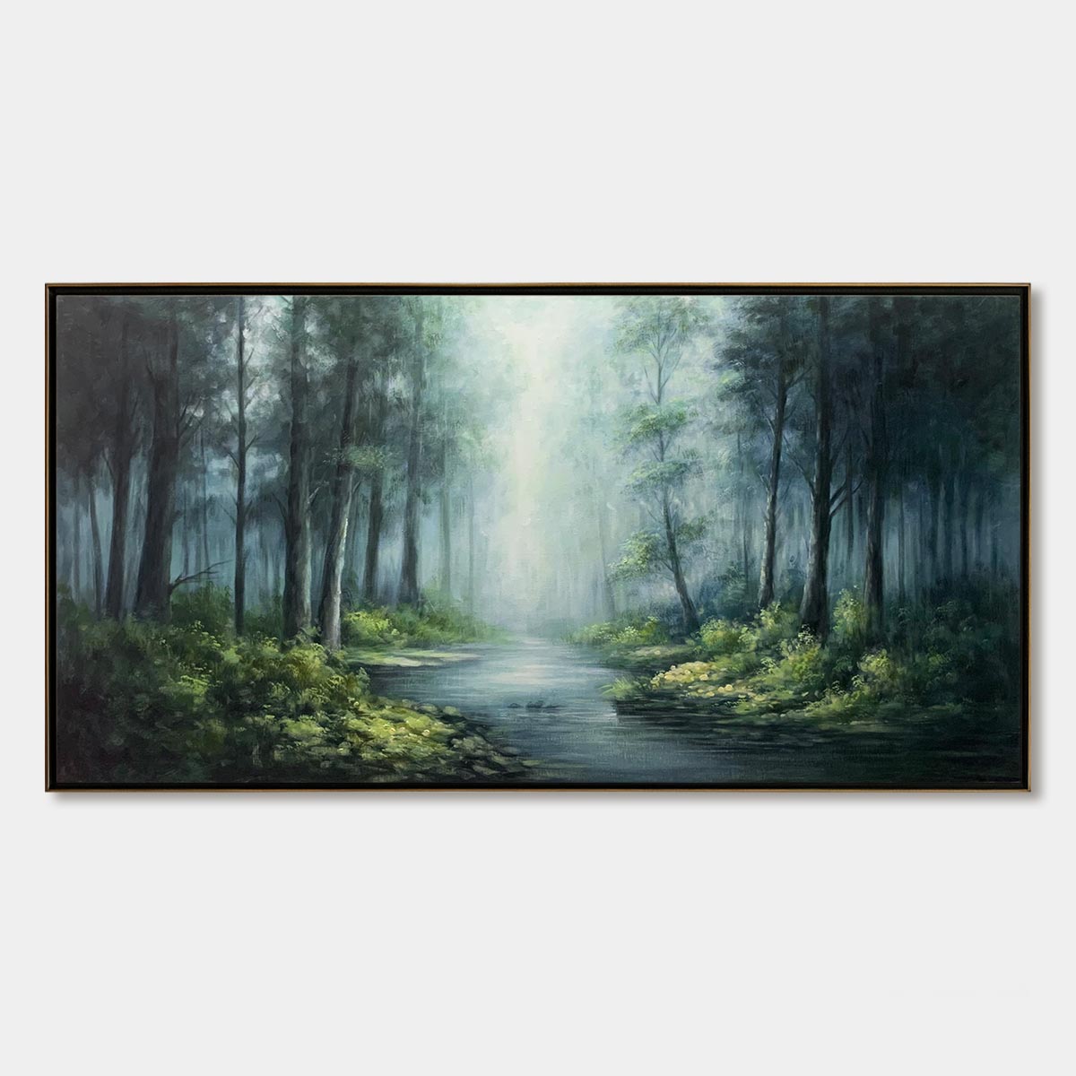 Ready to Ship | FOREST WHISPERS: Panoramic Misty Forest Oil Painting - Image 3