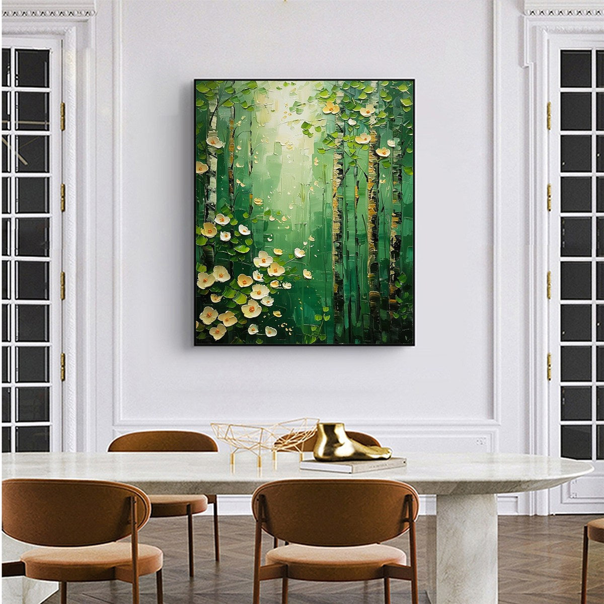FOREST BLOOM: Textured Impasto Forest and Flowers Oil Painting - Image 7