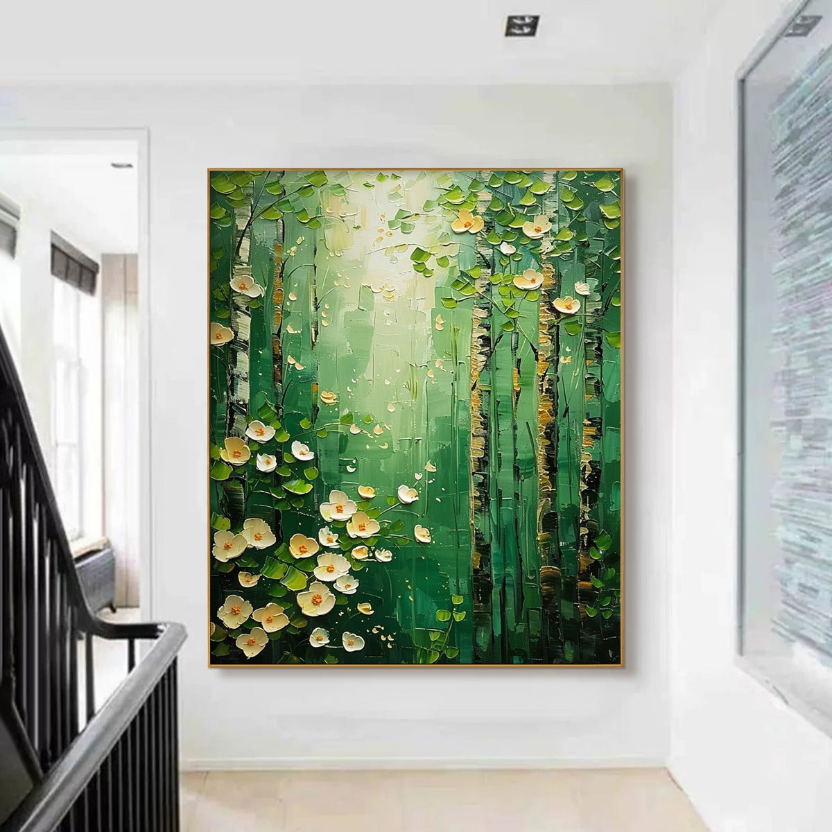 FOREST BLOOM: Textured Impasto Forest and Flowers Oil Painting - Image 2