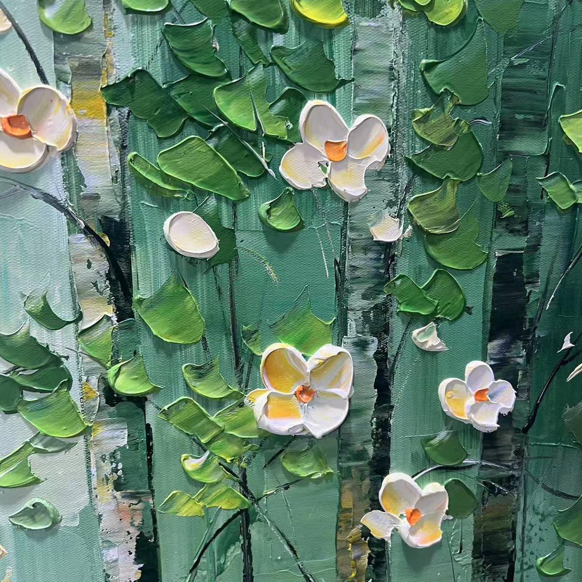 FOREST BLOOM: Textured Impasto Forest and Flowers Oil Painting - Image 3