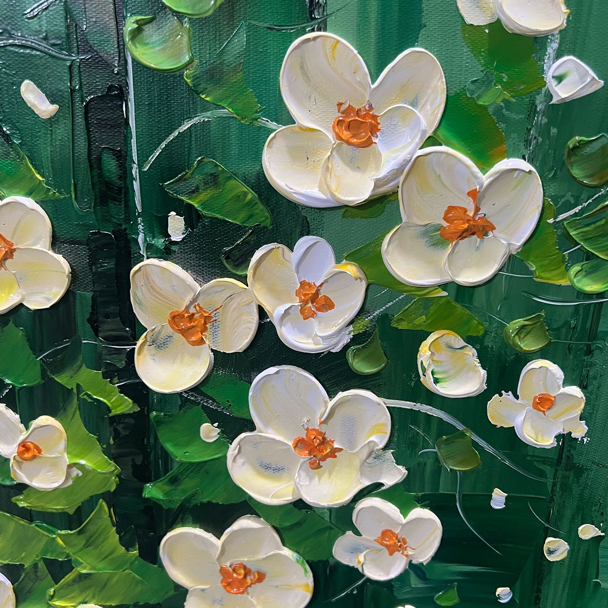FOREST BLOOM: Textured Impasto Forest and Flowers Oil Painting - Image 5
