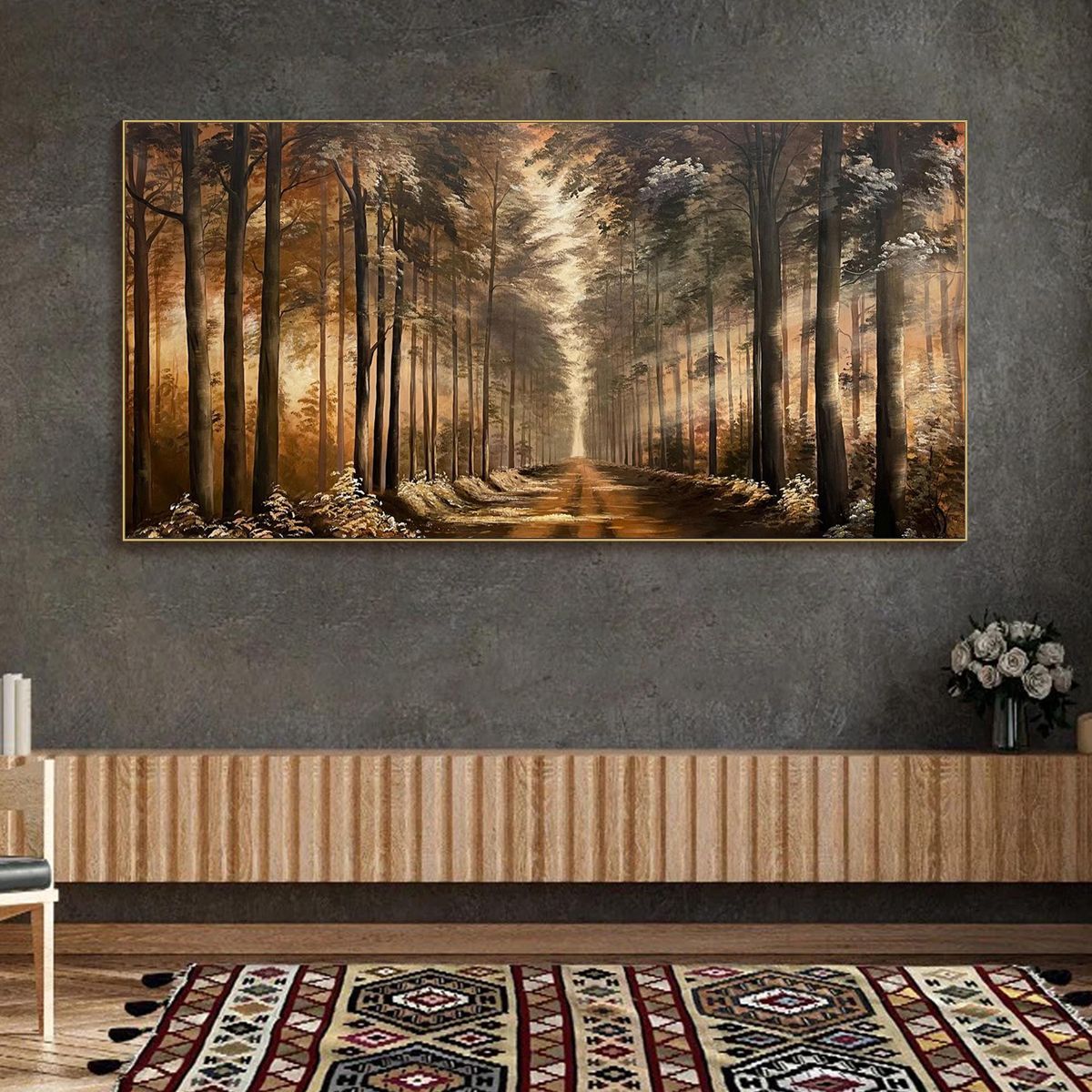 FOREST PATH: Panoramic Landscape Oil Painting - Image 2