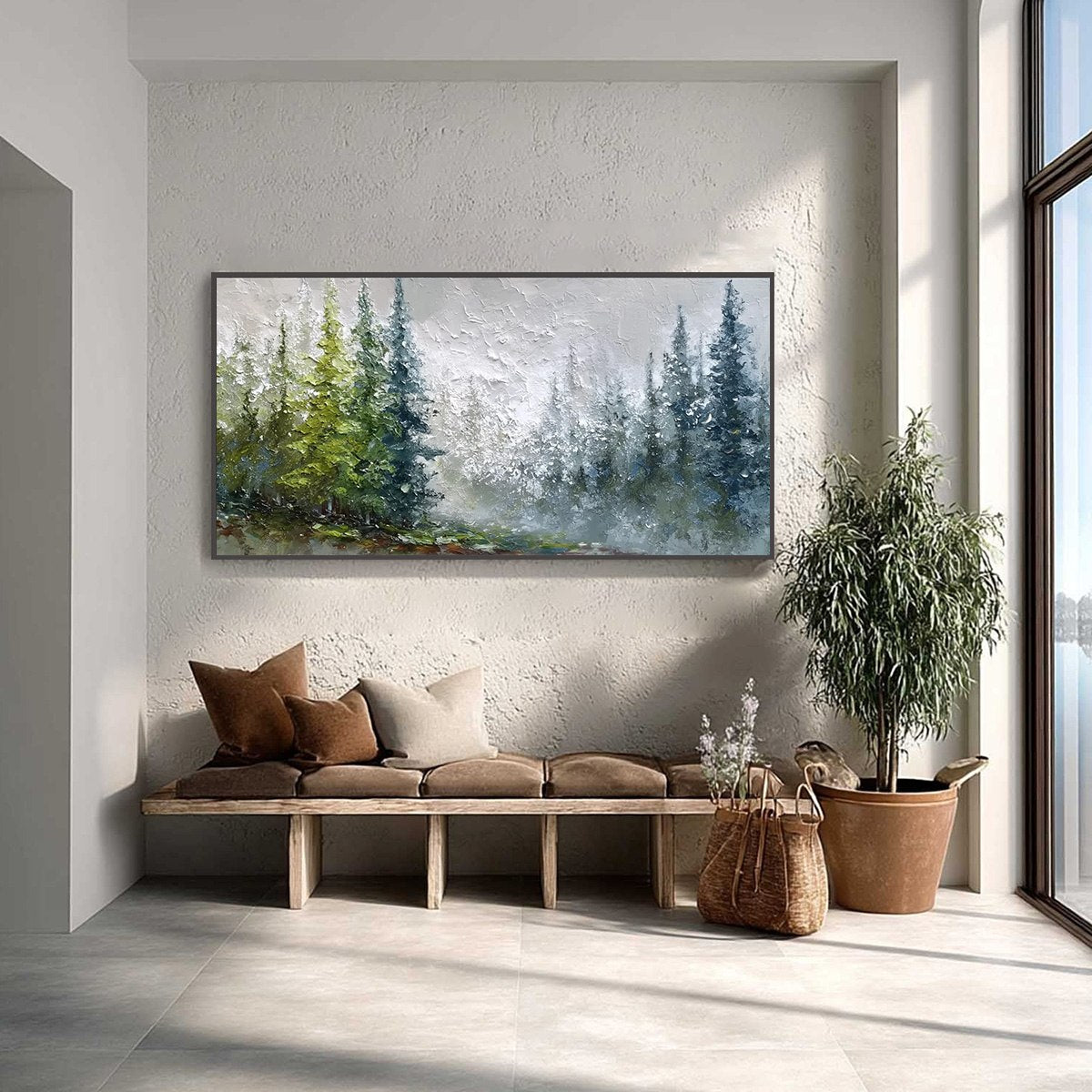FOREST'S BREATH: Textured Horizontal Forest Landscape Painting - Image 2