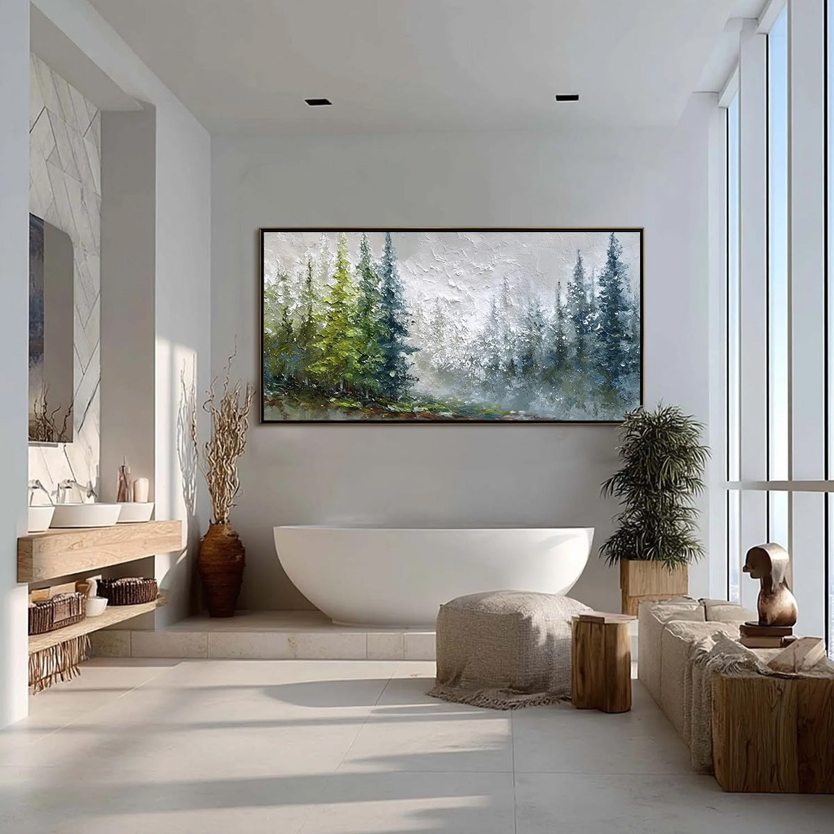 FOREST'S BREATH: Textured Horizontal Forest Landscape Painting - Image 4