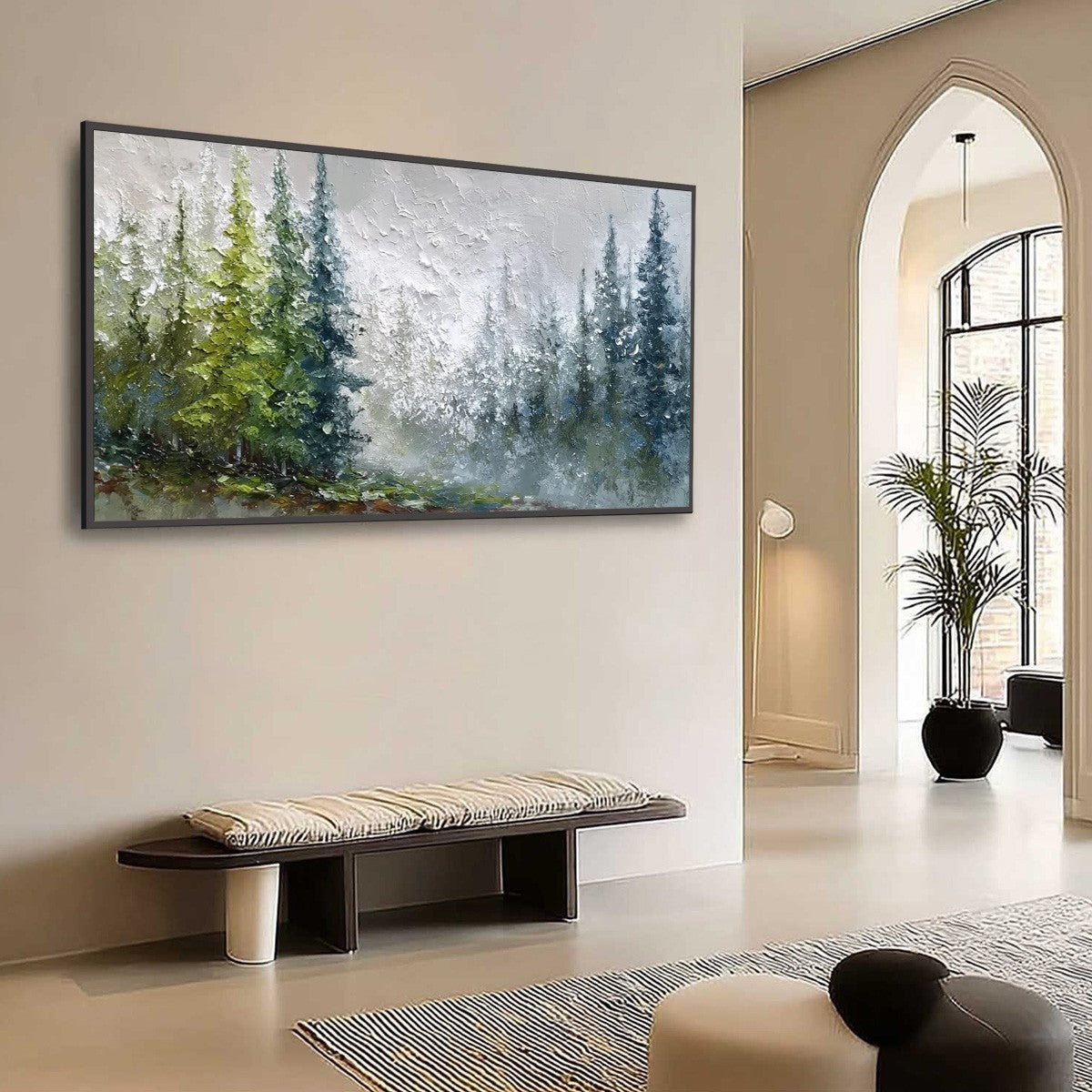 FOREST'S BREATH: Textured Horizontal Forest Landscape Painting - Image 7