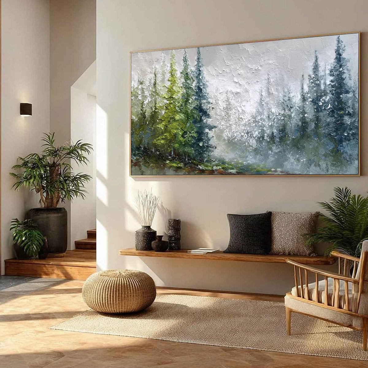 FOREST'S BREATH: Textured Horizontal Forest Landscape Painting - Image 8