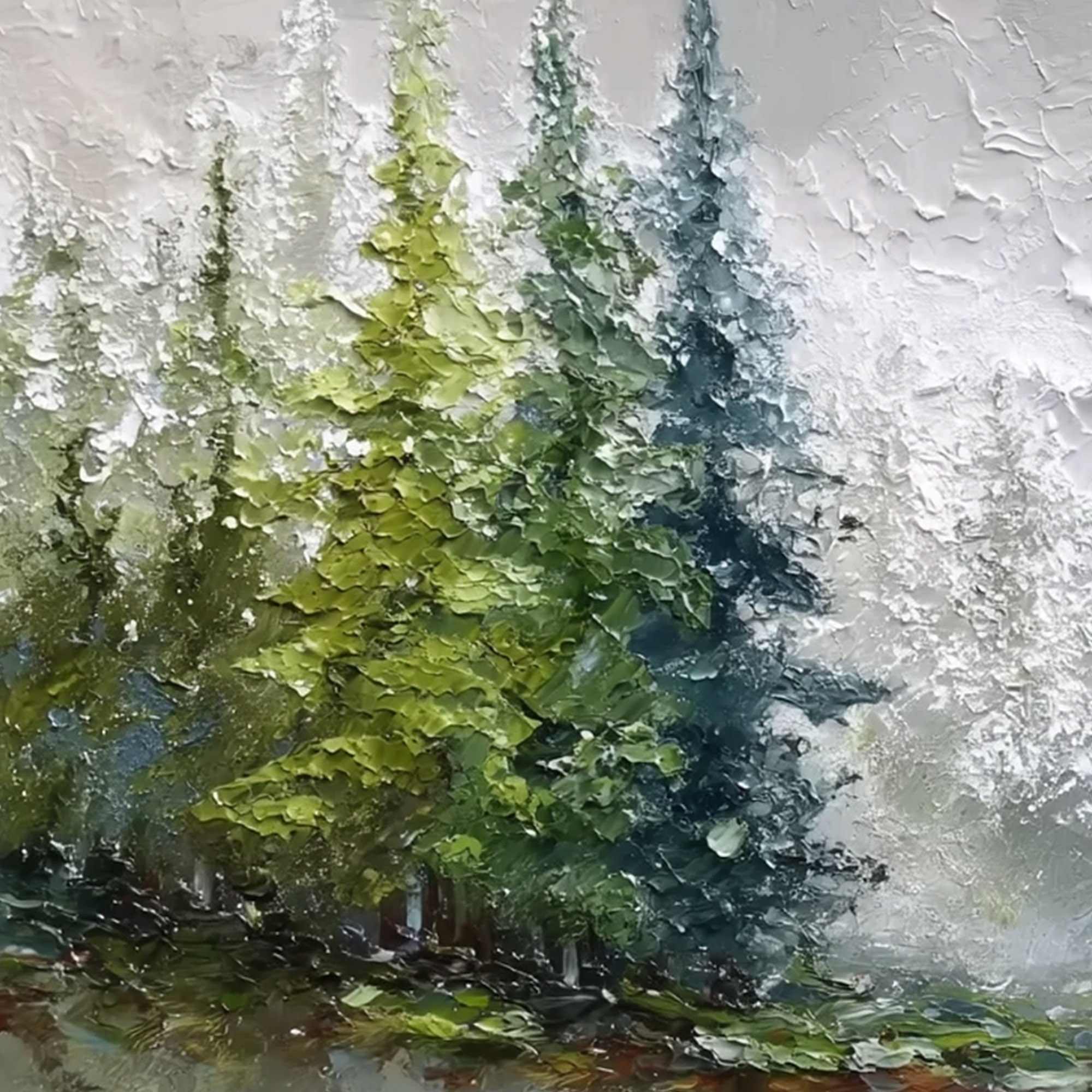 FOREST'S BREATH: Textured Horizontal Forest Landscape Painting - Image 3