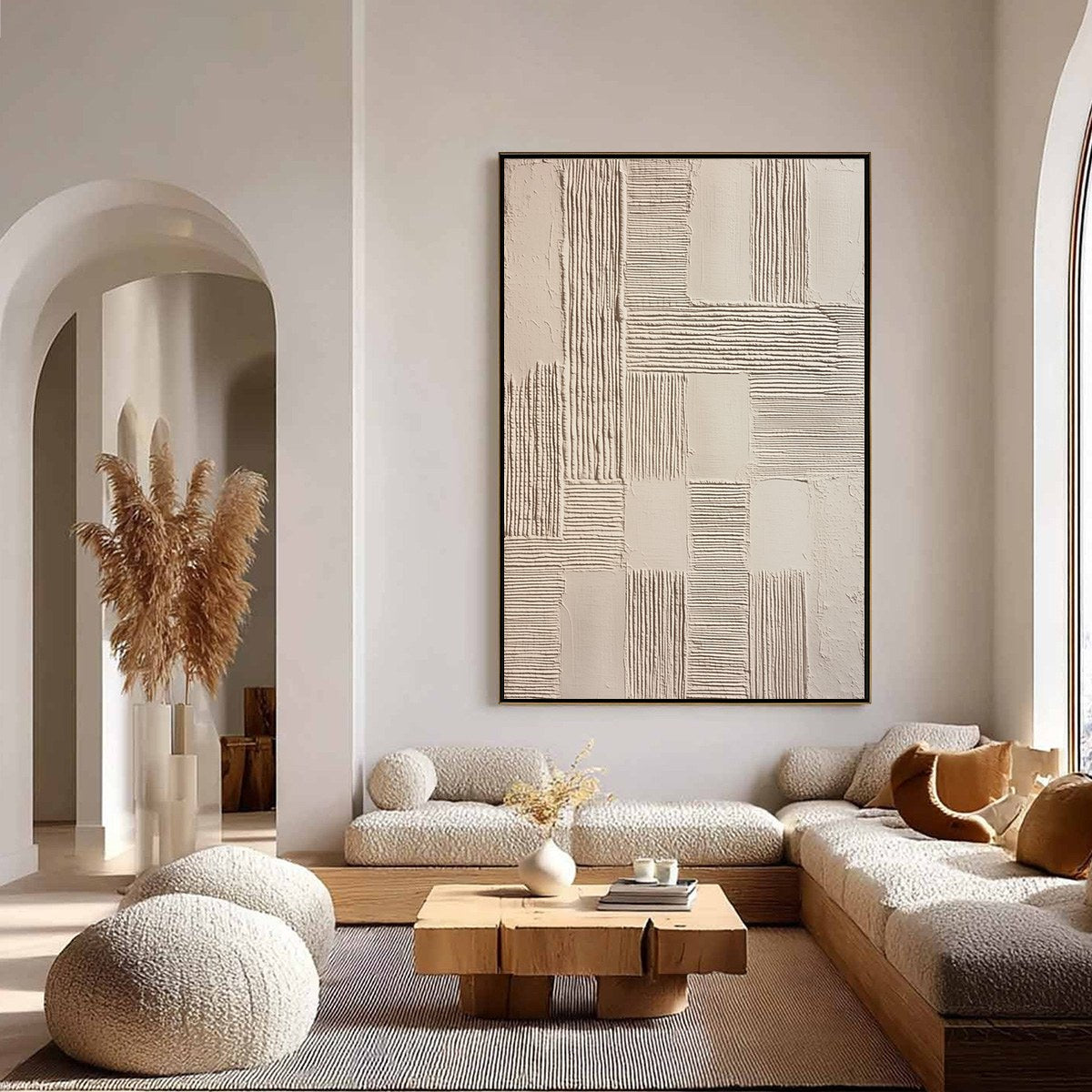 FOUNDATIONS: Textured Minimalist Abstract Painting in Beige - Image 4