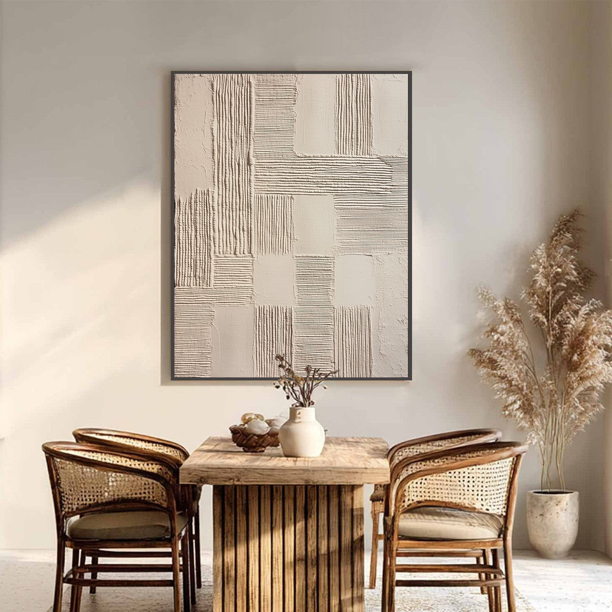 FOUNDATIONS: Textured Minimalist Abstract Painting in Beige - Image 2