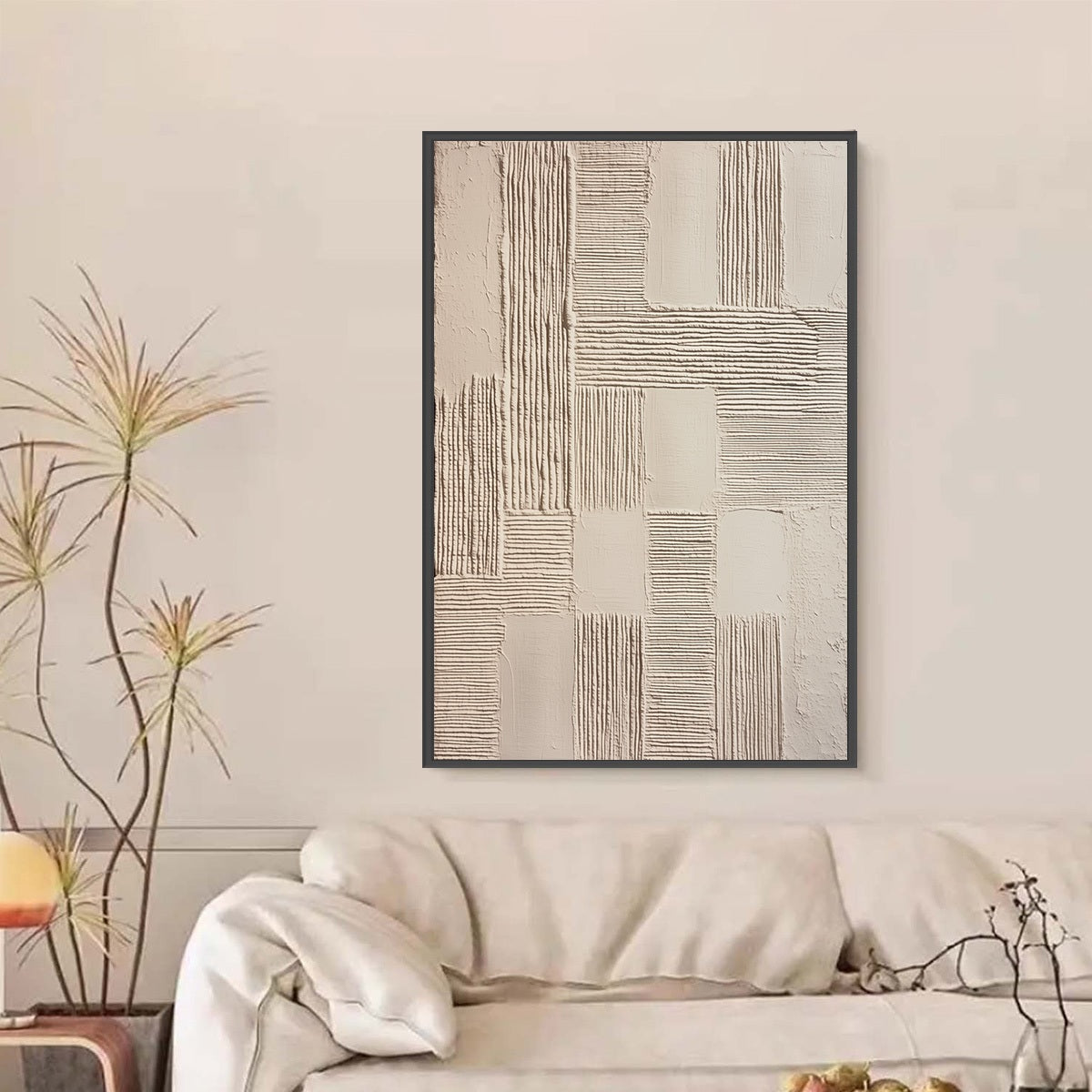 FOUNDATIONS: Textured Minimalist Abstract Painting in Beige - Image 6